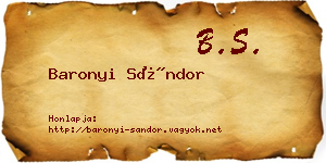 Baronyi Sándor névjegykártya